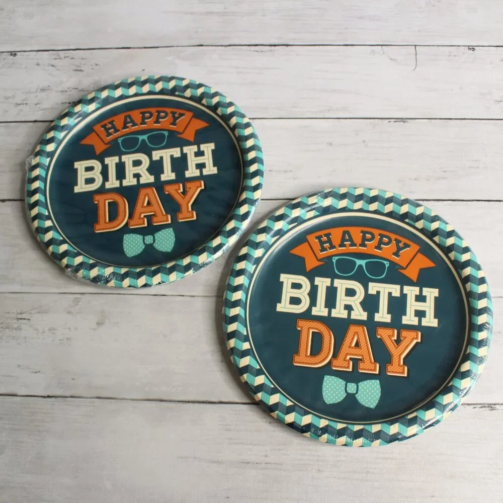 Men's Hipster Birthday Paper Plates Cups Party Supplies Vintage Retro